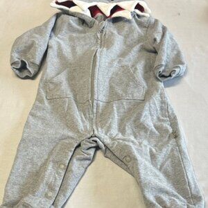 Grey Hooded Kids Shark One Piece Romper